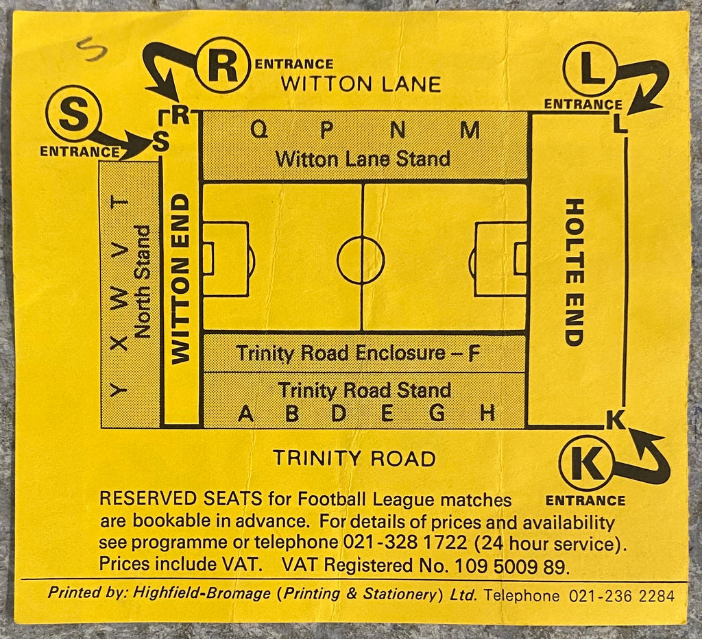 1989 ORIGINAL FA CUP SEMI FINAL TICKET EVERTON V NORWICH CITY @ VILLA PARK