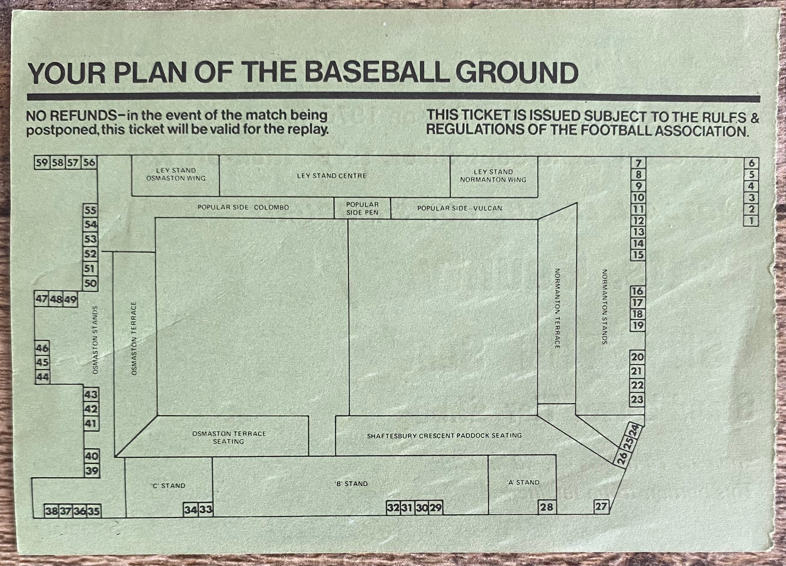 1976/77 ORIGINAL LEAGUE CUP 3RD ROUND TICKET DERBY COUNTY V NOTTS COUNTY
