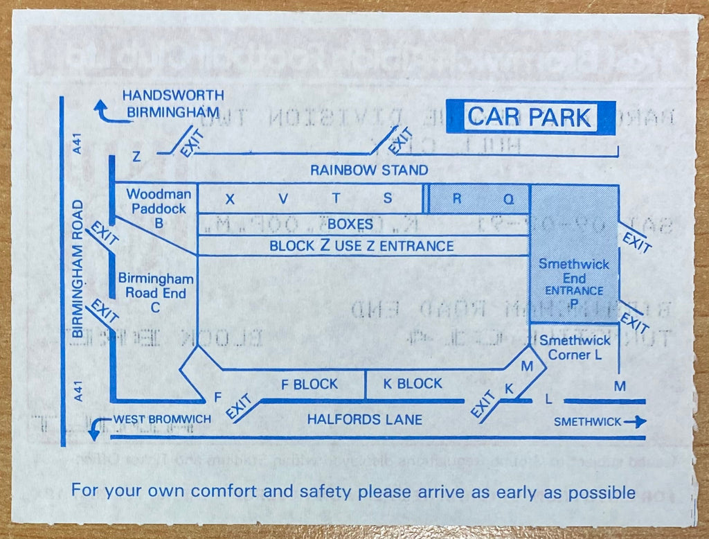 1990/91 ORIGINAL DIVISION 2 TICKET WEST BROMWICH ALBION V HULL CITY