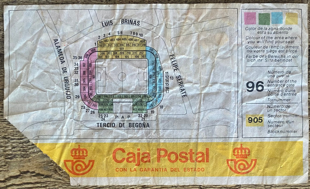 1982 ORIGINAL WORLD CUP 1ST ROUND TICKET ENGLAND V CZECHOSLOVAKIA @ BILBAO