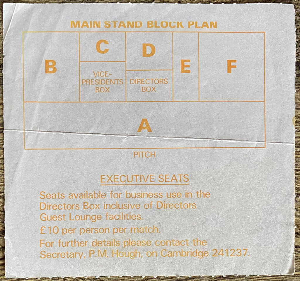 1987/88 ORIGINAL DIVISION 4 TICKET CAMBRIDGE UNITED V WOLVERHAMPTON WANDERERS