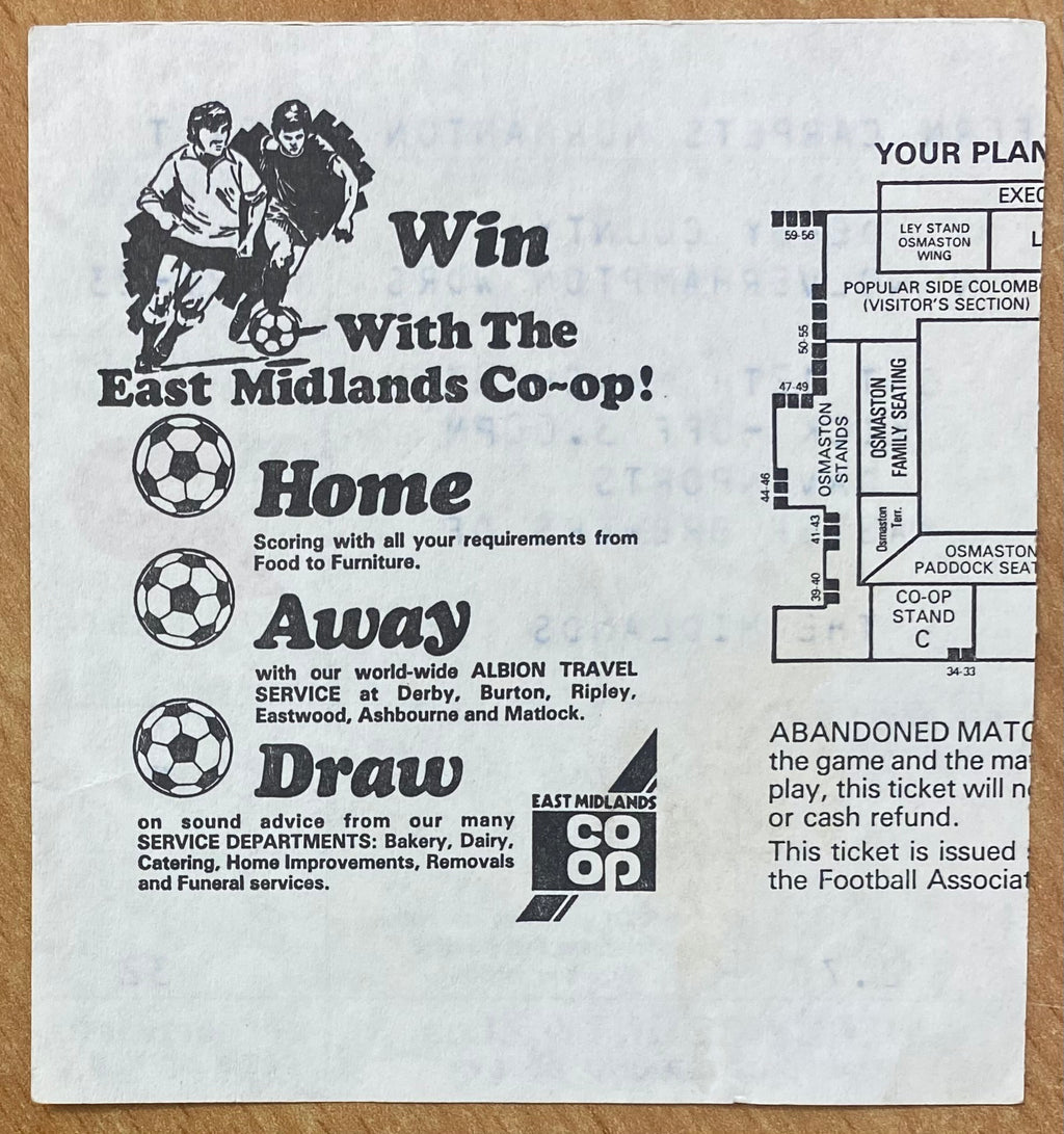 1982/83 ORIGINAL DIVISION 2 TICKET DERBY COUNTY V WOLVERHAMPTON WANDERERS