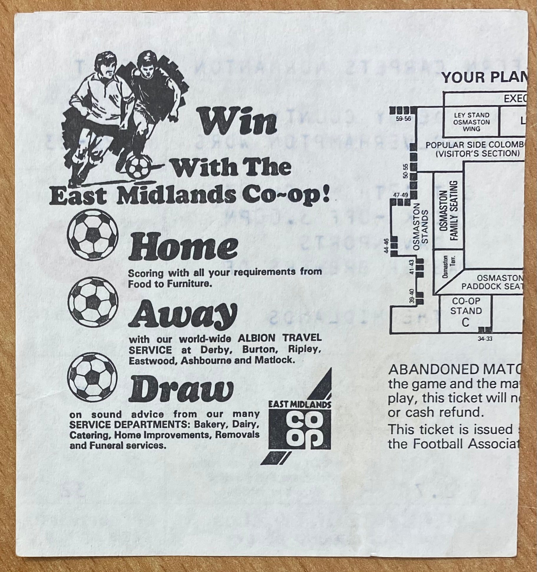 1982/83 ORIGINAL DIVISION 2 TICKET DERBY COUNTY V WOLVERHAMPTON WANDERERS