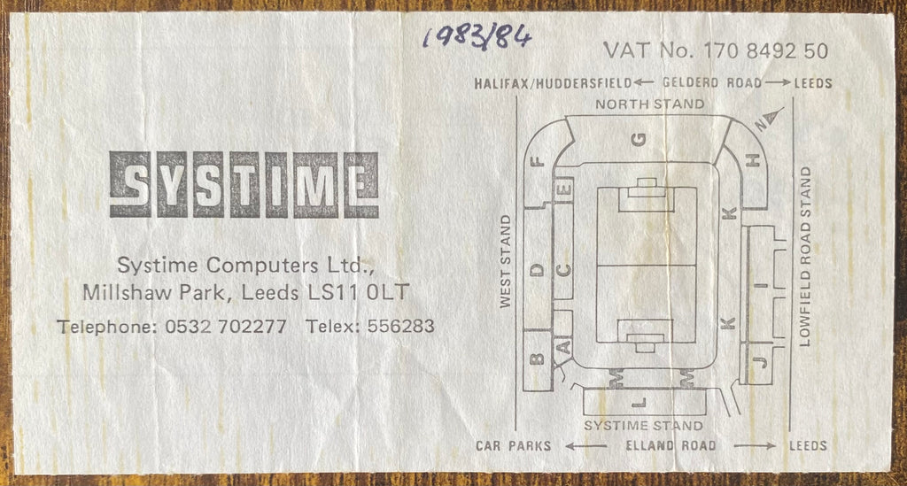 1983/84 ORIGINAL DIVISION TWO TICKET LEEDS UNITED V SHEFFIELD WEDNESDAY