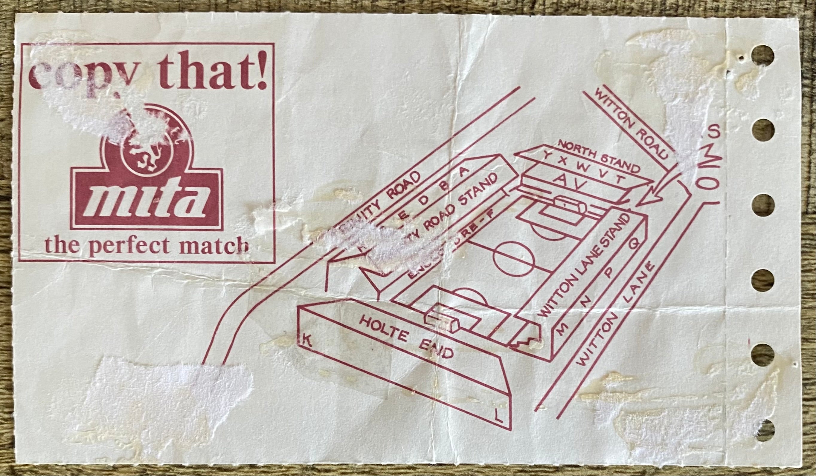 1990/91 ORIGINAL DIVISION 1 TICKET ASTON VILLA V LUTON TOWN