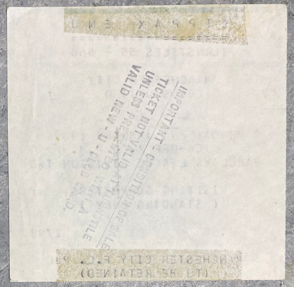 1988/89 ORIGINAL DIVISION TWO TICKET MANCHESTER CITY  V LEEDS UNITED