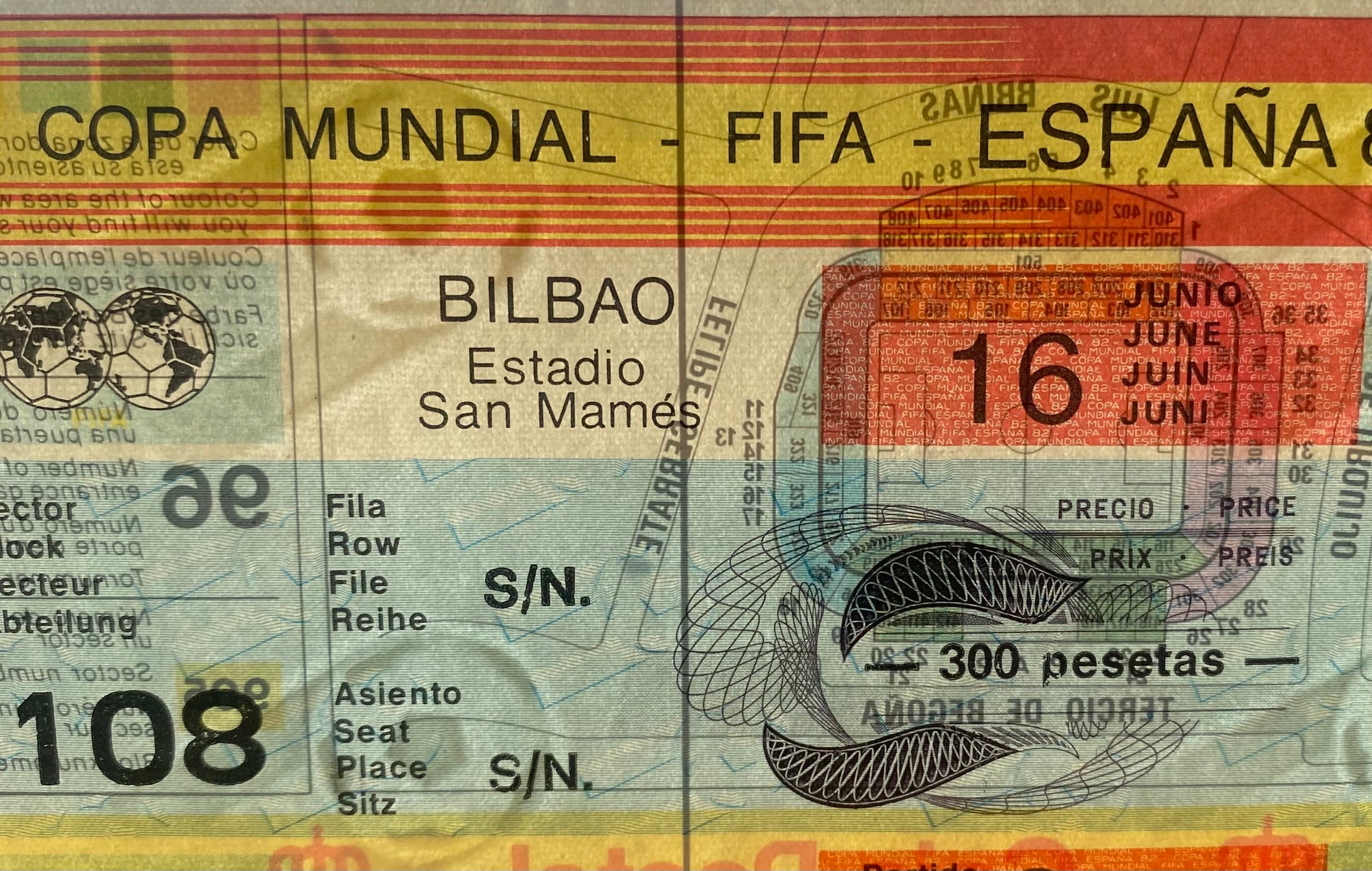 1982 ORIGINAL WORLD CUP 1ST ROUND TICKET ENGLAND V FRANCE @ BILBAO