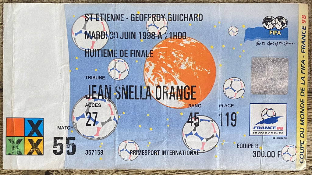 1998 ORIGINAL WORLD CUP 2ND ROUND TICKET ENGLAND V ARGENTINA @ ST ETIENNE