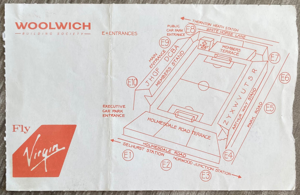 1990/91 ORIGINAL DIVISION 2 TICKET CHARLTON ATHLETIC V BRIGHTON AND HOVE ALBION