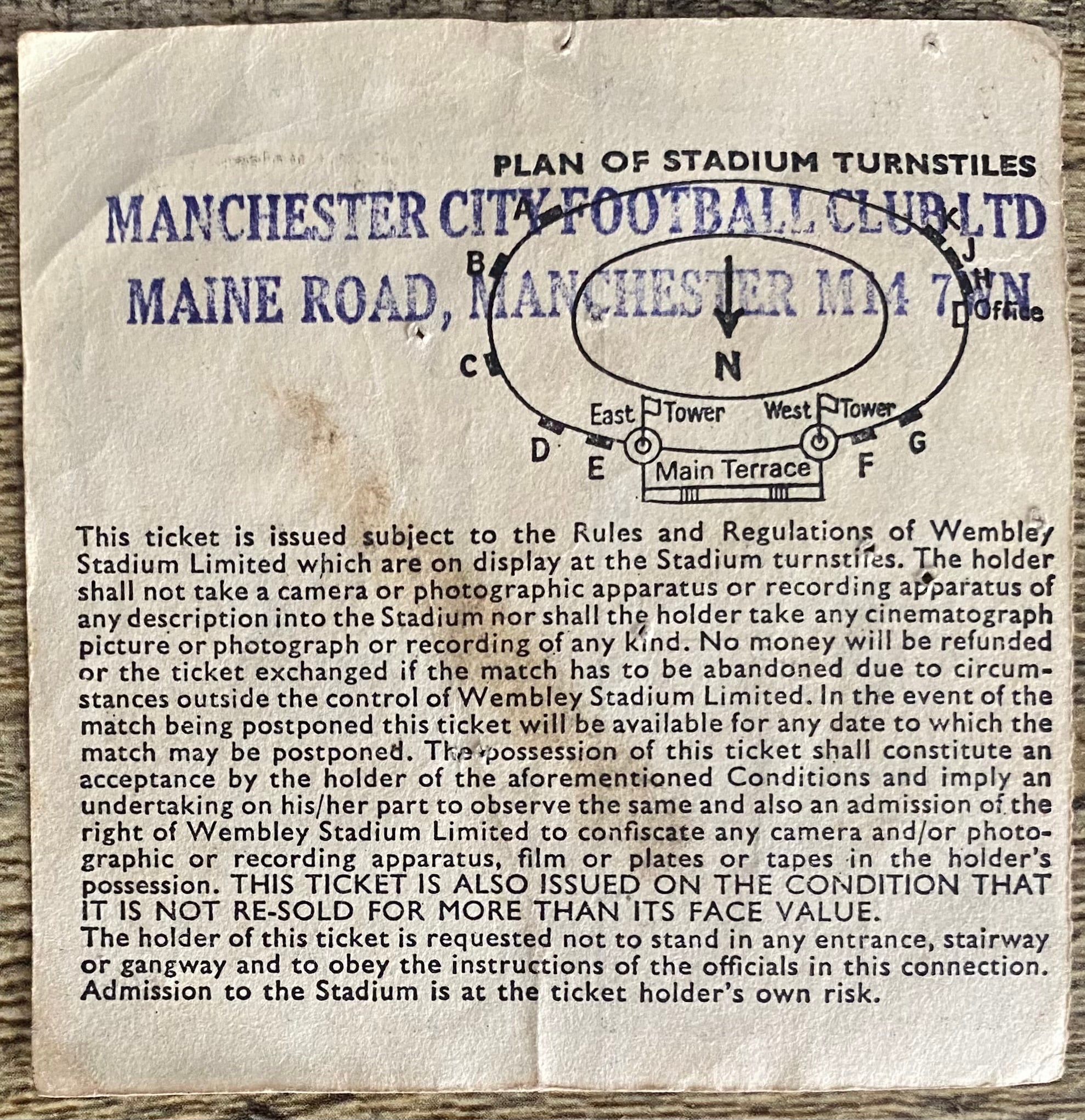1981 ORIGINAL FA CUP FINAL TICKET TOTTENHAM HOTSPUR V MANCHESTER CITY