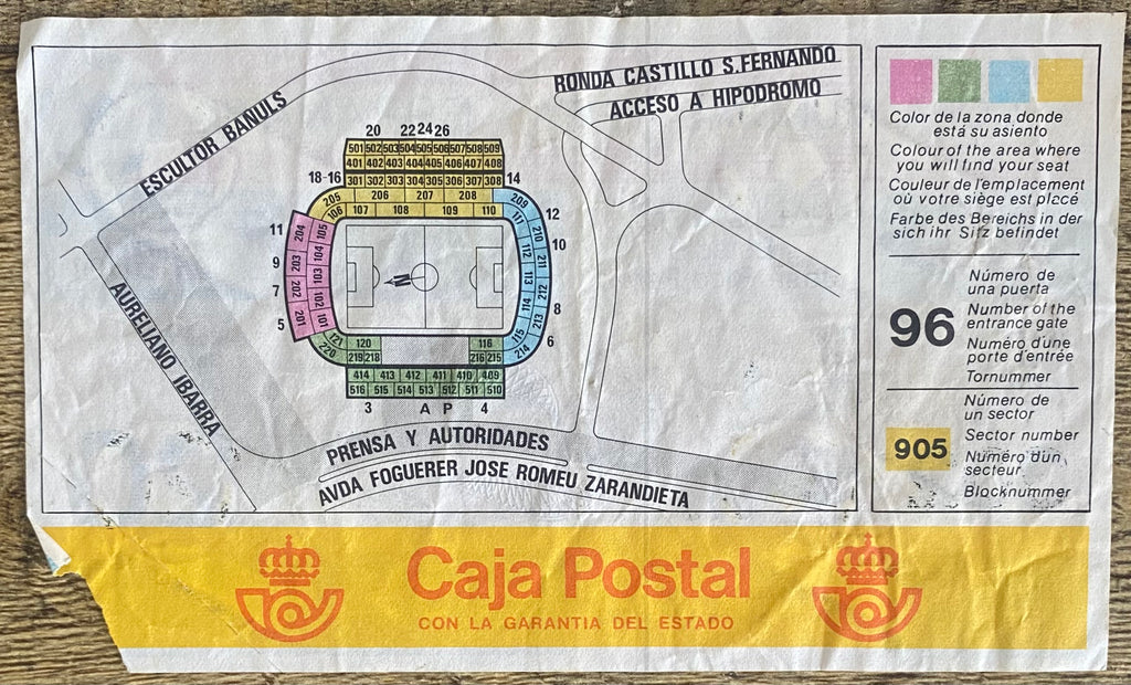 1982 ORIGINAL WORLD CUP 3RD PLACE PLAY OFF TICKET POLAND V FRANCE @ ALICANTE