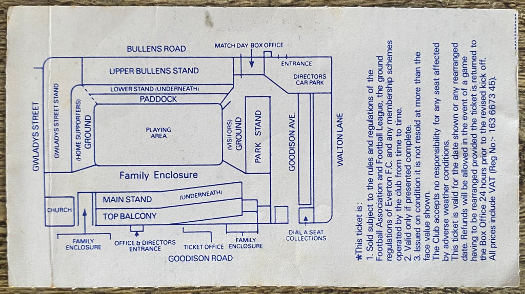 1988/89 ORIGINAL DIVISION ONE TICKET EVERTON V TOTTENHAM HOTSPUR