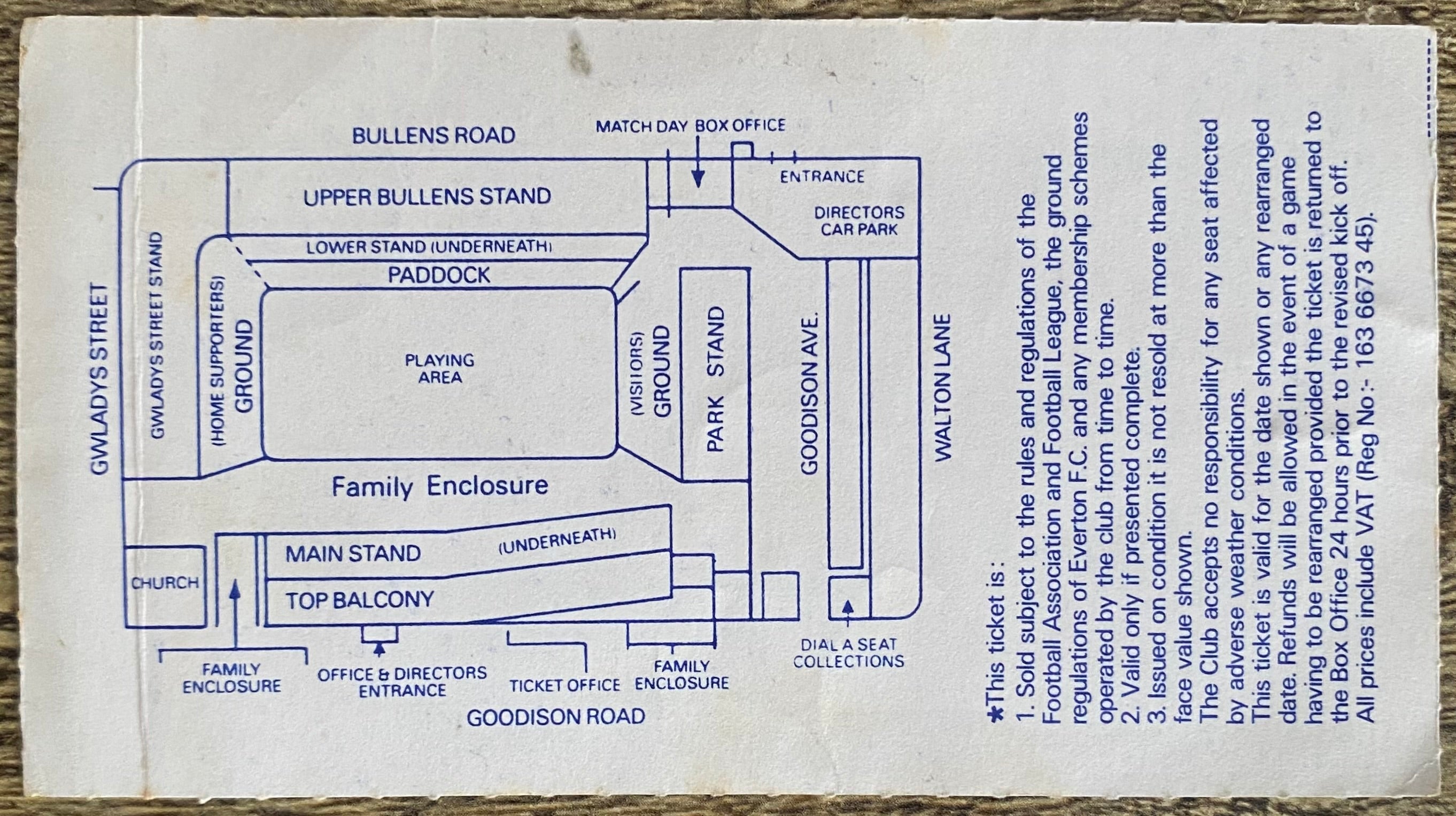 1988/89 ORIGINAL DIVISION ONE TICKET EVERTON V TOTTENHAM HOTSPUR