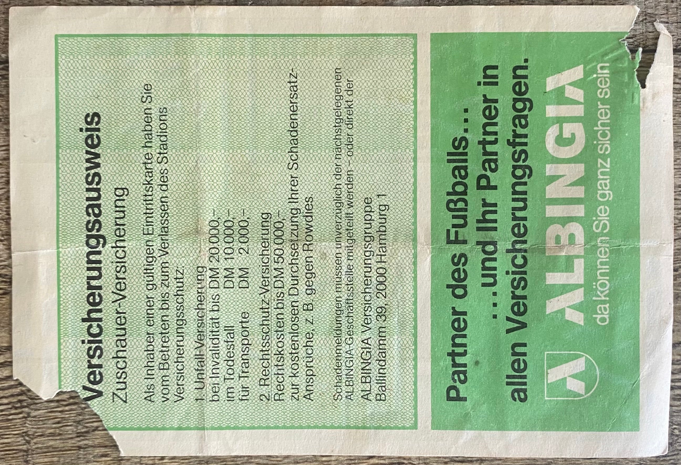 1978 ORIGINAL INTERNATIONAL TICKET WEST GERMANY V ENGLAND