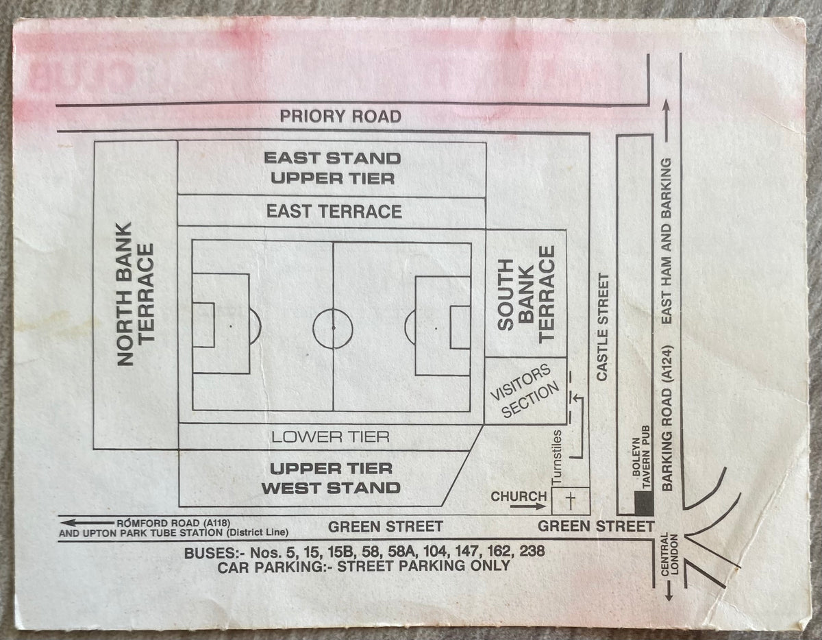 1991/92 ORIGINAL RUMBELOWS CUP 1ST ROUND 2ND LEG TICKET CHARLTON ATHLETIC V FULHAM