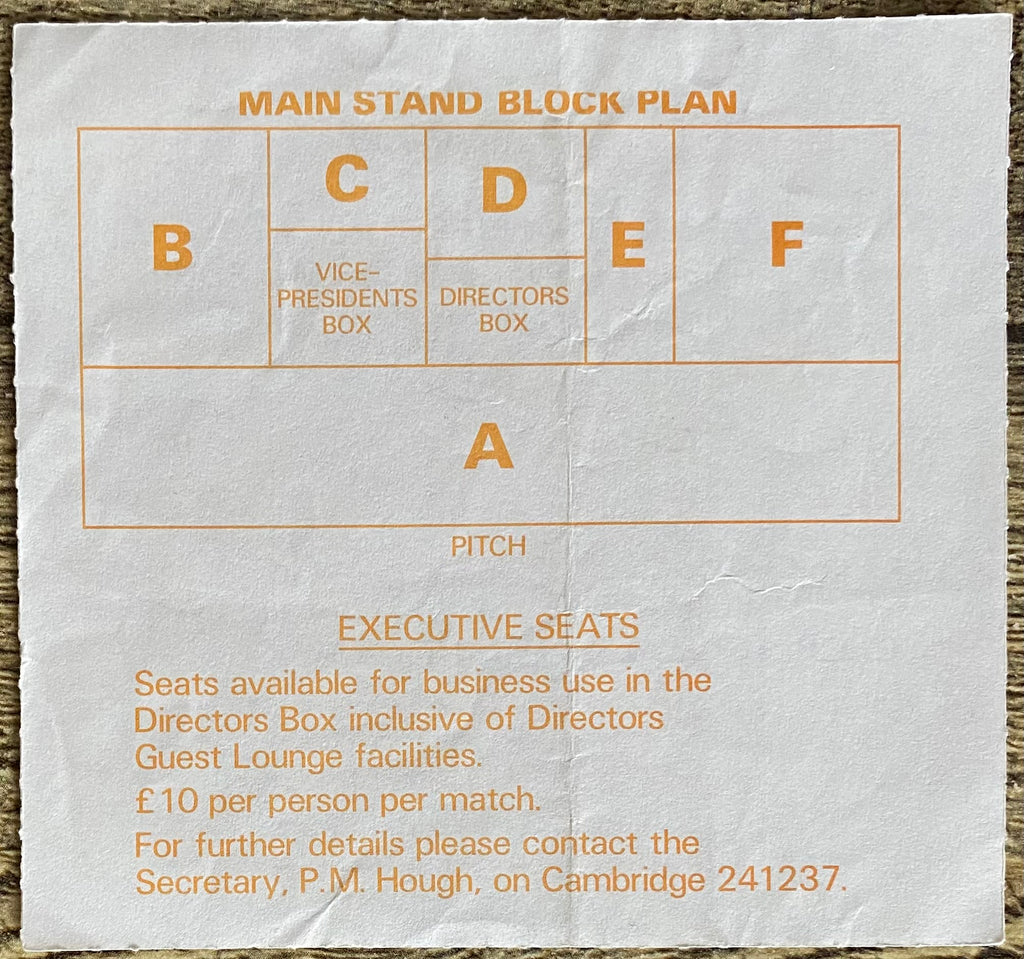 1987/88 ORIGINAL DIVISION 4 TICKET CAMBRIDGE UNITED V TRANMERE ROVERS