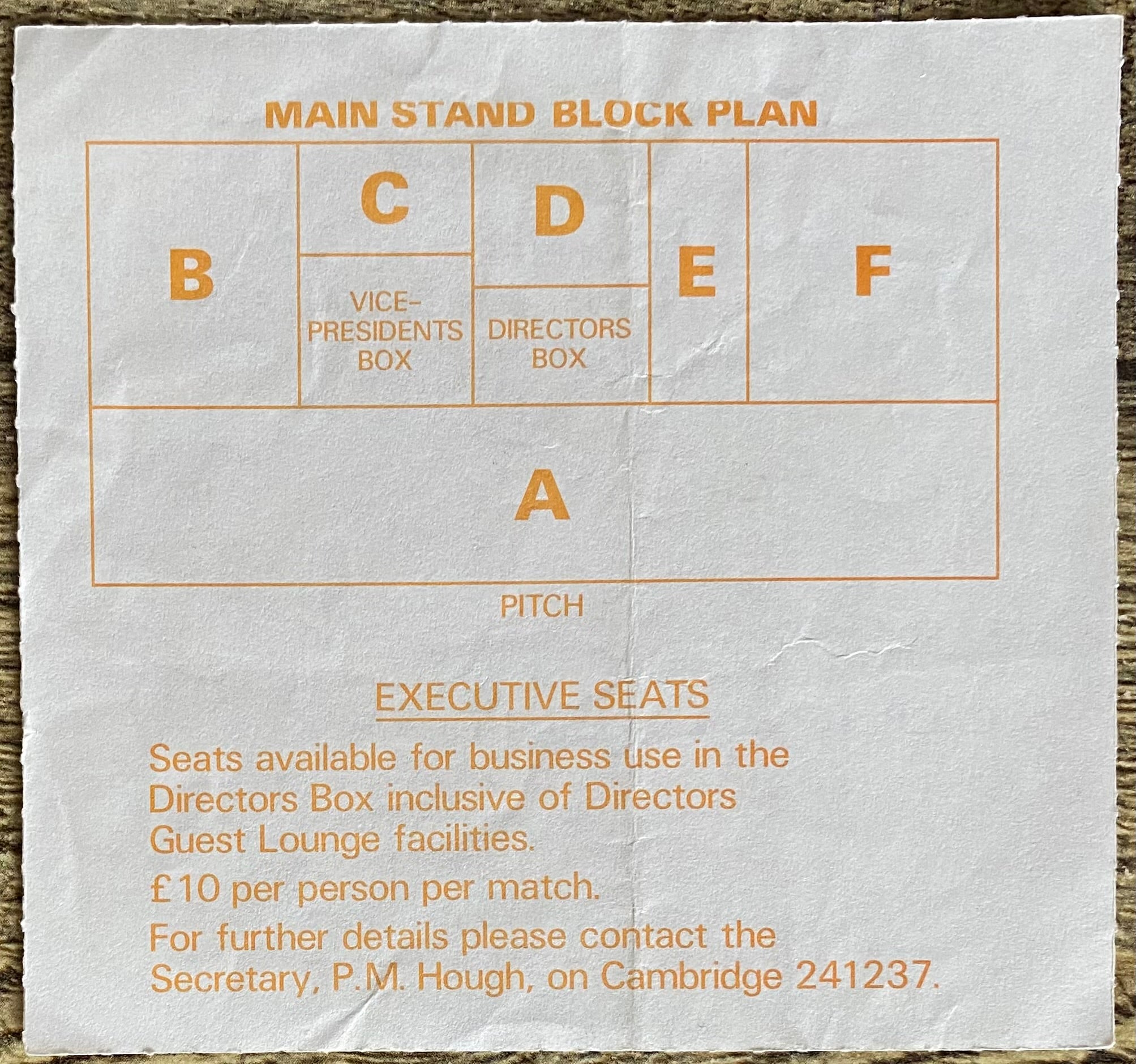 1987/88 ORIGINAL DIVISION 4 TICKET CAMBRIDGE UNITED V TRANMERE ROVERS