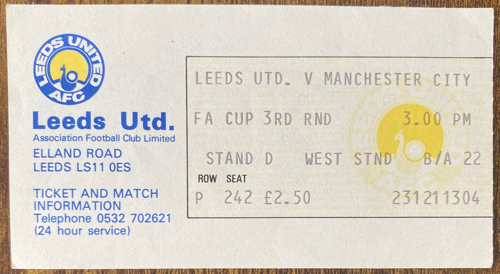 1977/78 ORIGINAL FA CUP 3RD ROUND TICKET LEEDS UNITED V MANCHESTER CITY