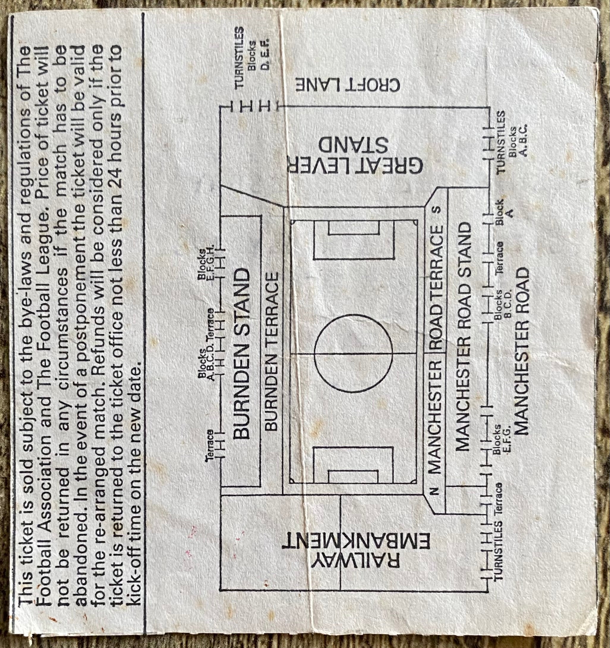 1981/82 ORIGINAL DIVISION 2 TICKET BOLTON WANDERERS V SHEFFIELD WEDNESDAY