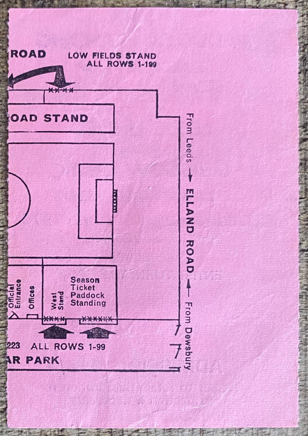 1969/70 ORIGINAL EUROPEAN CUP SEMI FINAL 1ST LEG TICKET LEEDS UNITED V GLASGOW CELTIC