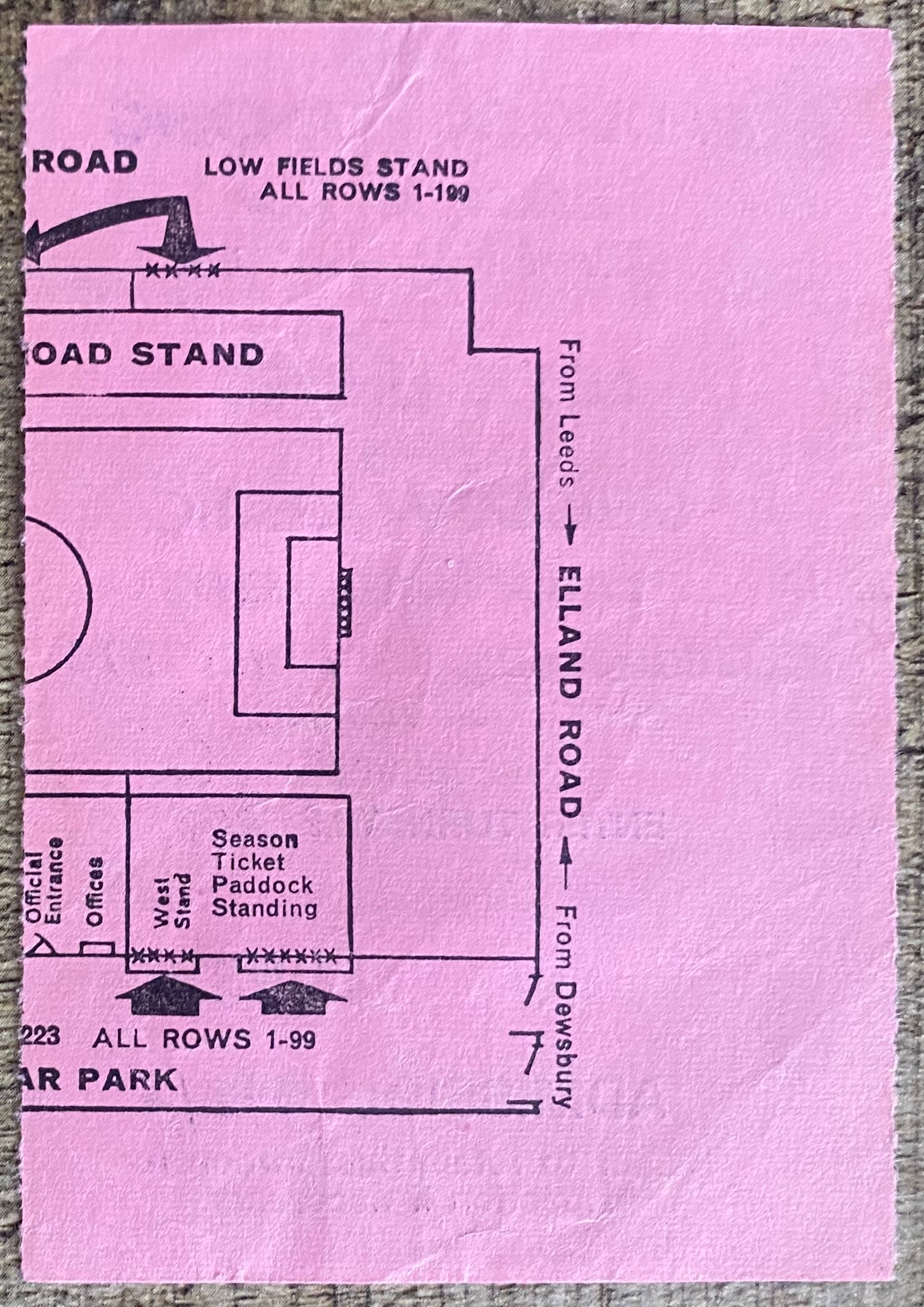 1969/70 ORIGINAL EUROPEAN CUP SEMI FINAL 1ST LEG TICKET LEEDS UNITED V GLASGOW CELTIC