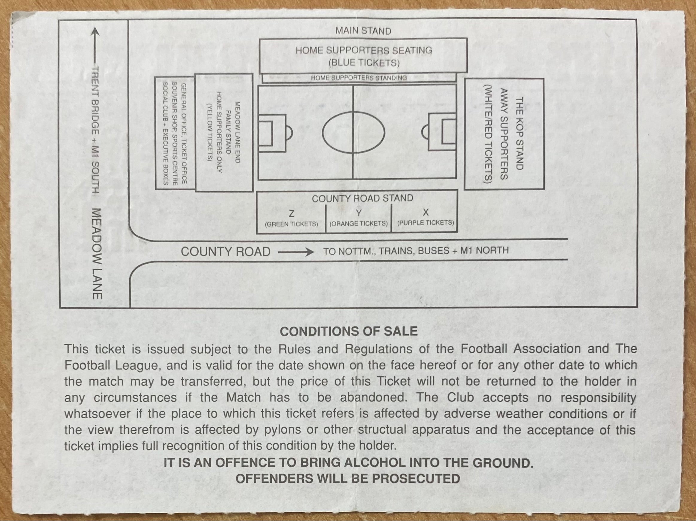 1993/94 ORIGINAL DIVISION 1 TICKET NOTTS COUNTY V SUNDERLAND