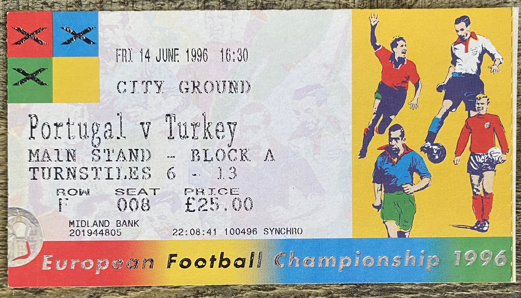1996 ORIGINAL EUROPEAN CHAMPIONSHIPS EURO 96 TICKET TURKEY V PORTUGAL @ CITY GROUND