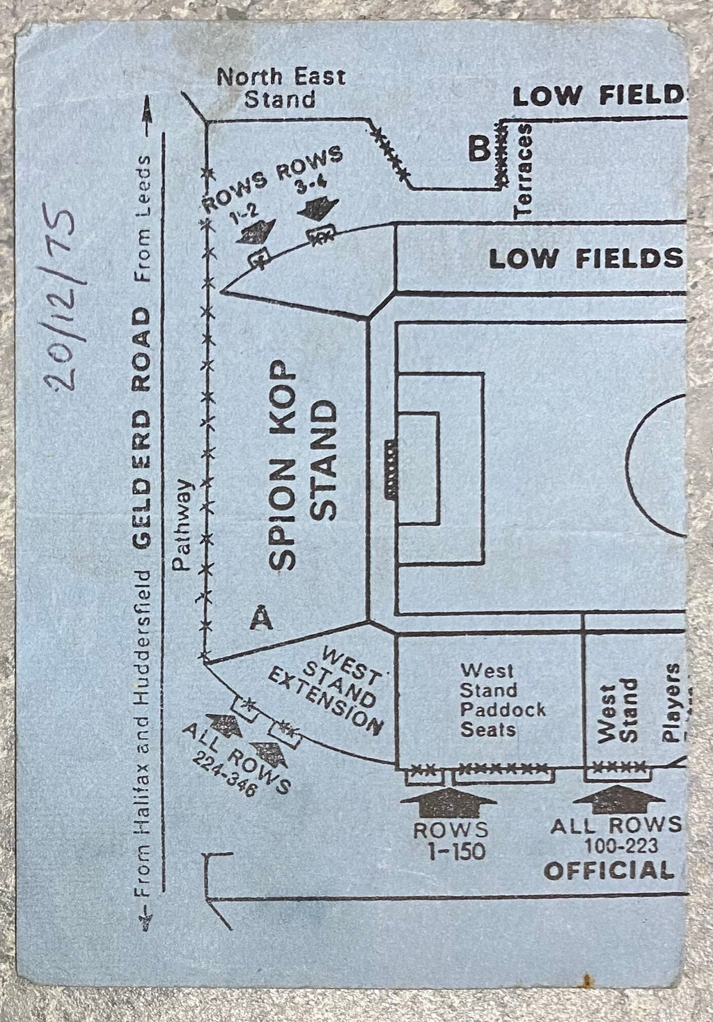 1975/76 ORIGINAL DIVISION ONE TICKET LEEDS UNITED V ASTON VILLA