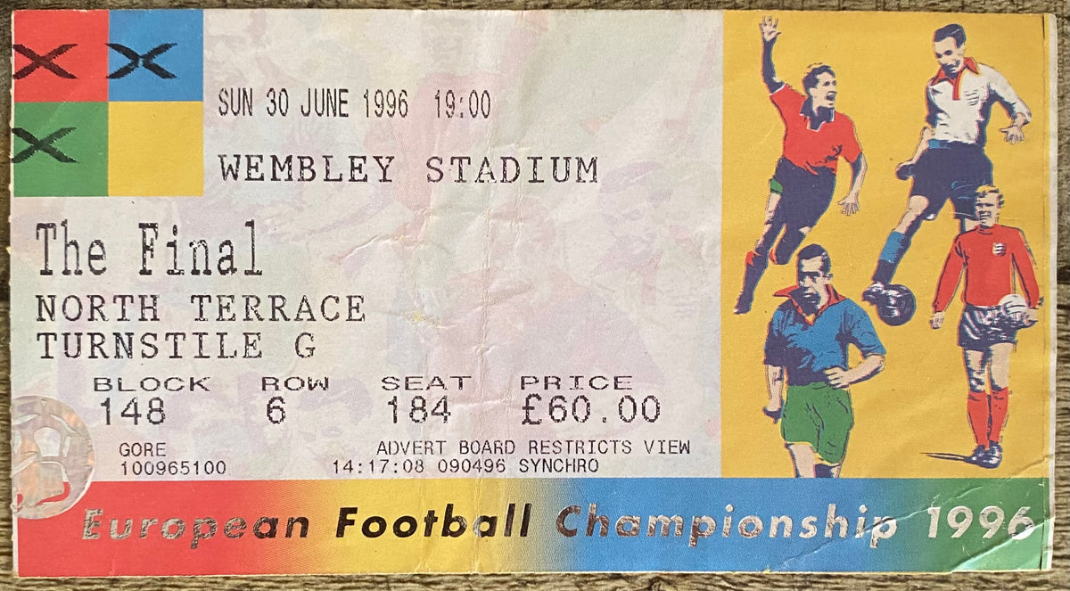 1996 ORIGINAL EUROPEAN CHAMPIONSHIPS EURO 96 THE FINAL TICKET CZECH REPUBLIC V GERMANY @ WEMBLEY