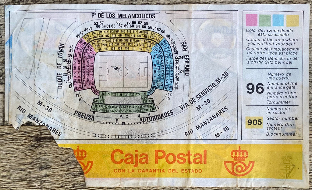 1982 ORIGINAL WORLD CUP 2ND PHASE TICKET AUSTRIA V FRANCE @ MADRID