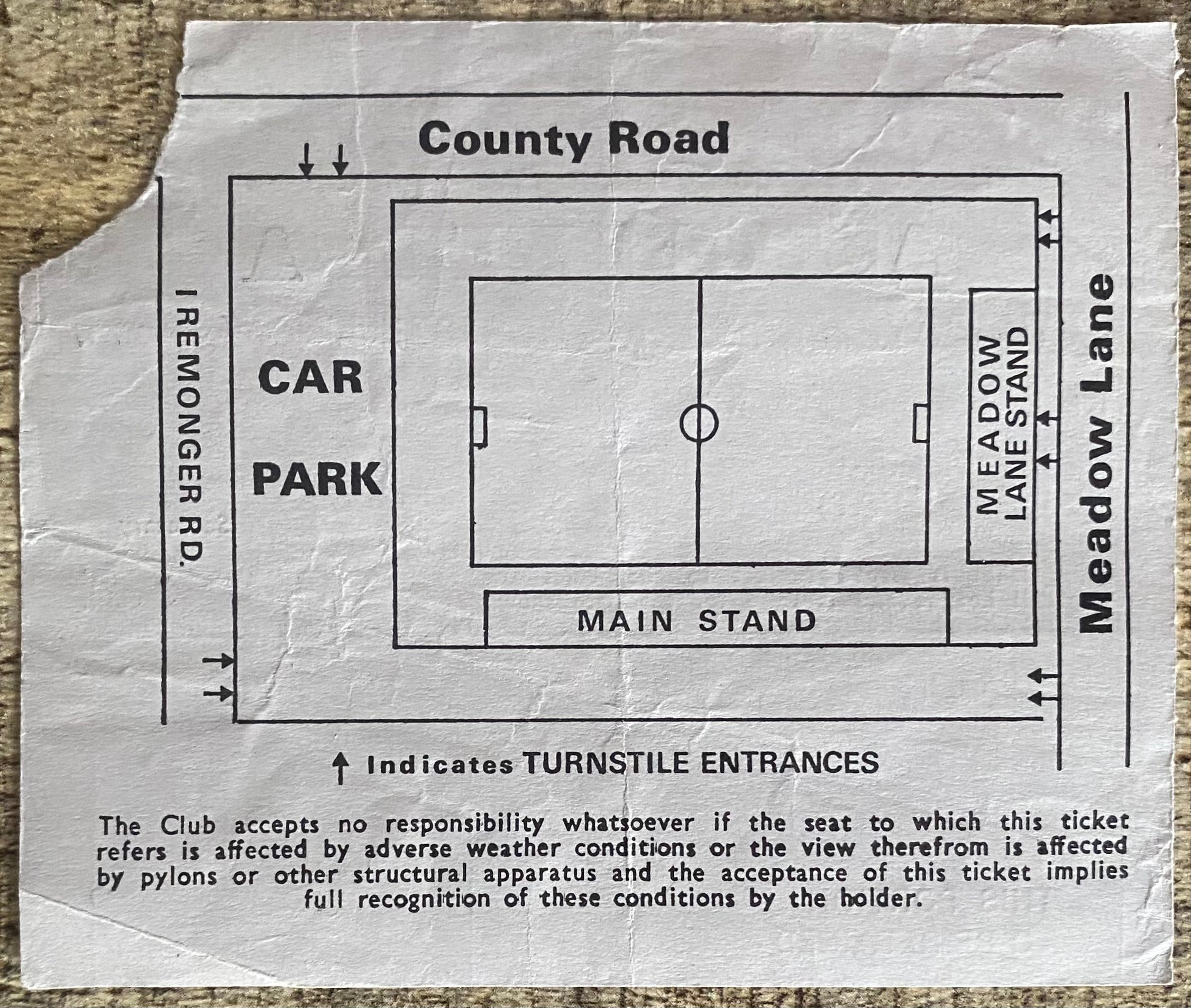 1973/74 ORIGINAL DIVISION 2 TICKET NOTTS COUNTY V ASTON VILLA