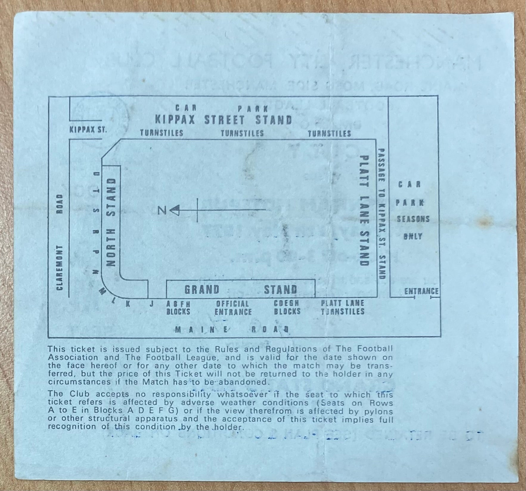 1976/77 ORIGINAL DIVISION ONE TICKET MANCHESTER CITY V TOTTENHAM HOTSPUR