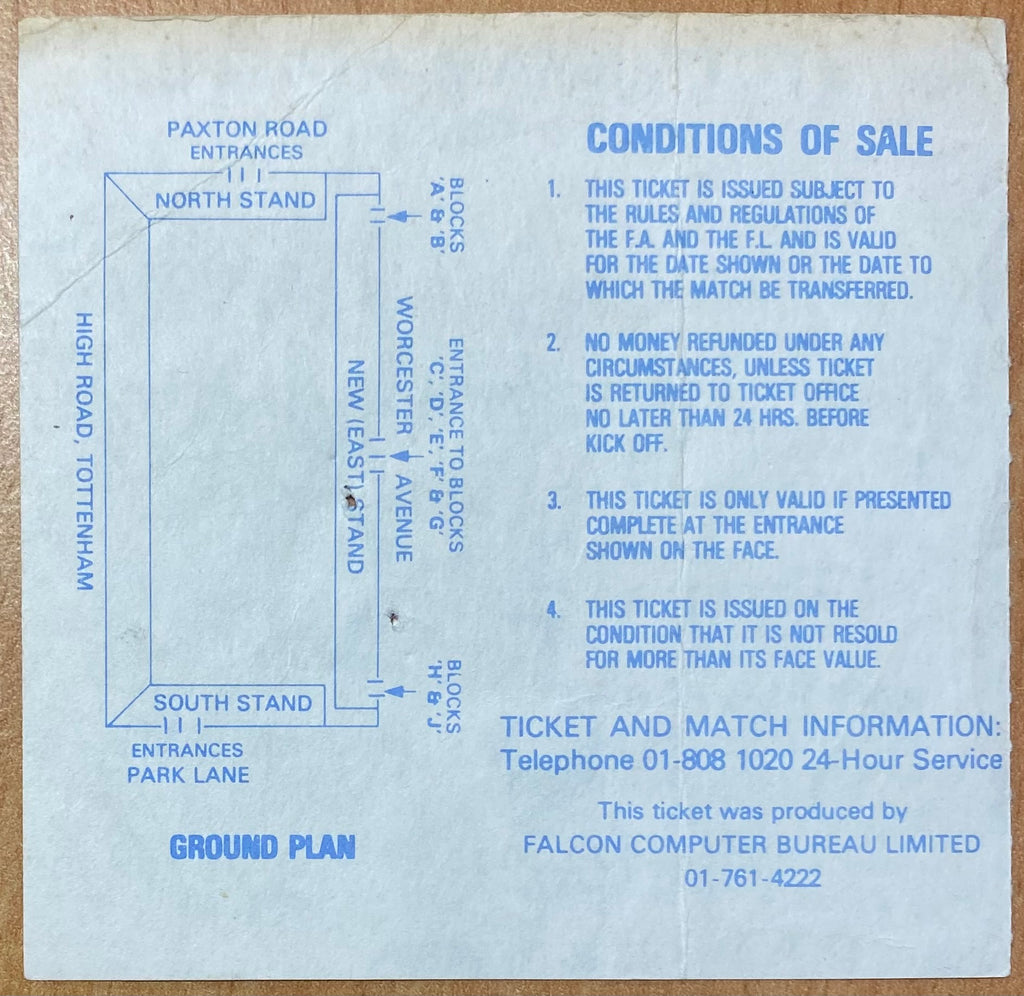 1981/82 ORIGINAL FA CUP 4TH ROUND TICKET TOTTENHAM HOTSPUR V LEEDS UNITED
