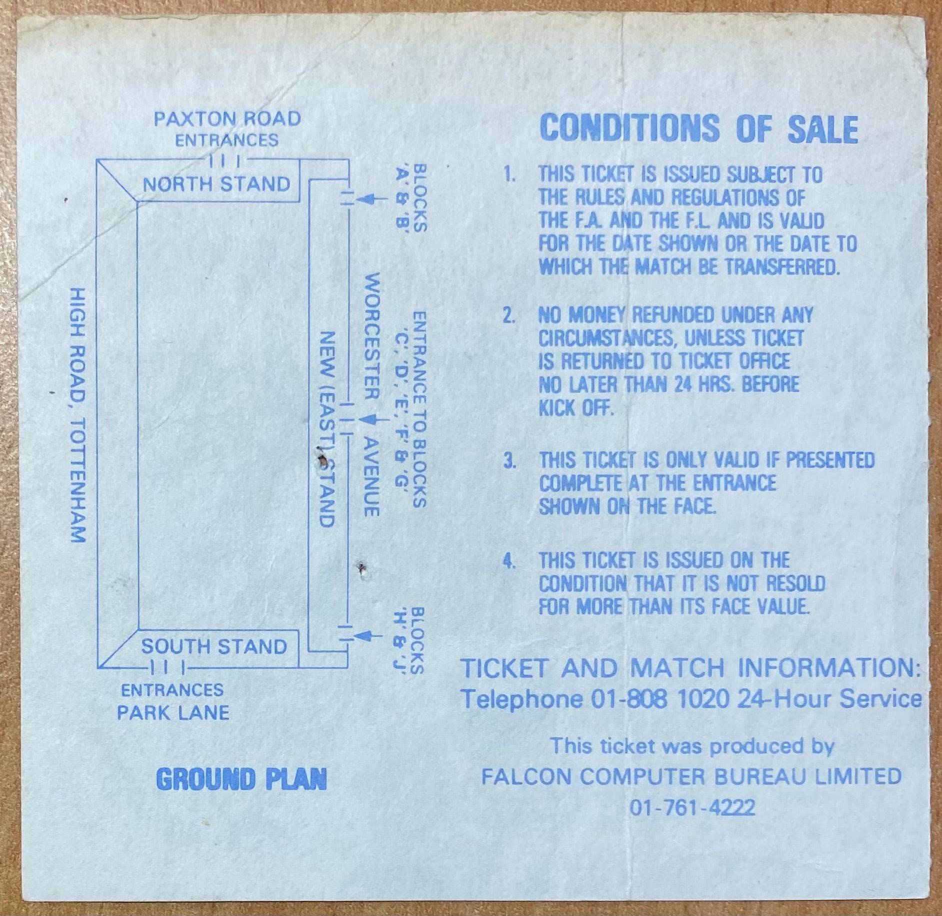 1981/82 ORIGINAL FA CUP 4TH ROUND TICKET TOTTENHAM HOTSPUR V LEEDS UNITED