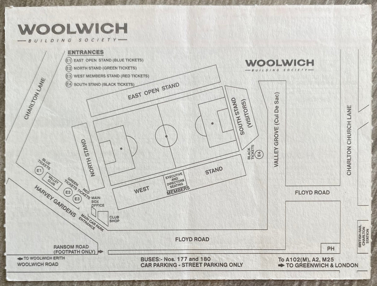 1991/92 ORIGINAL DIVISION 2 TICKET CHARLTON ATHLETIC V LEICESTER CITY