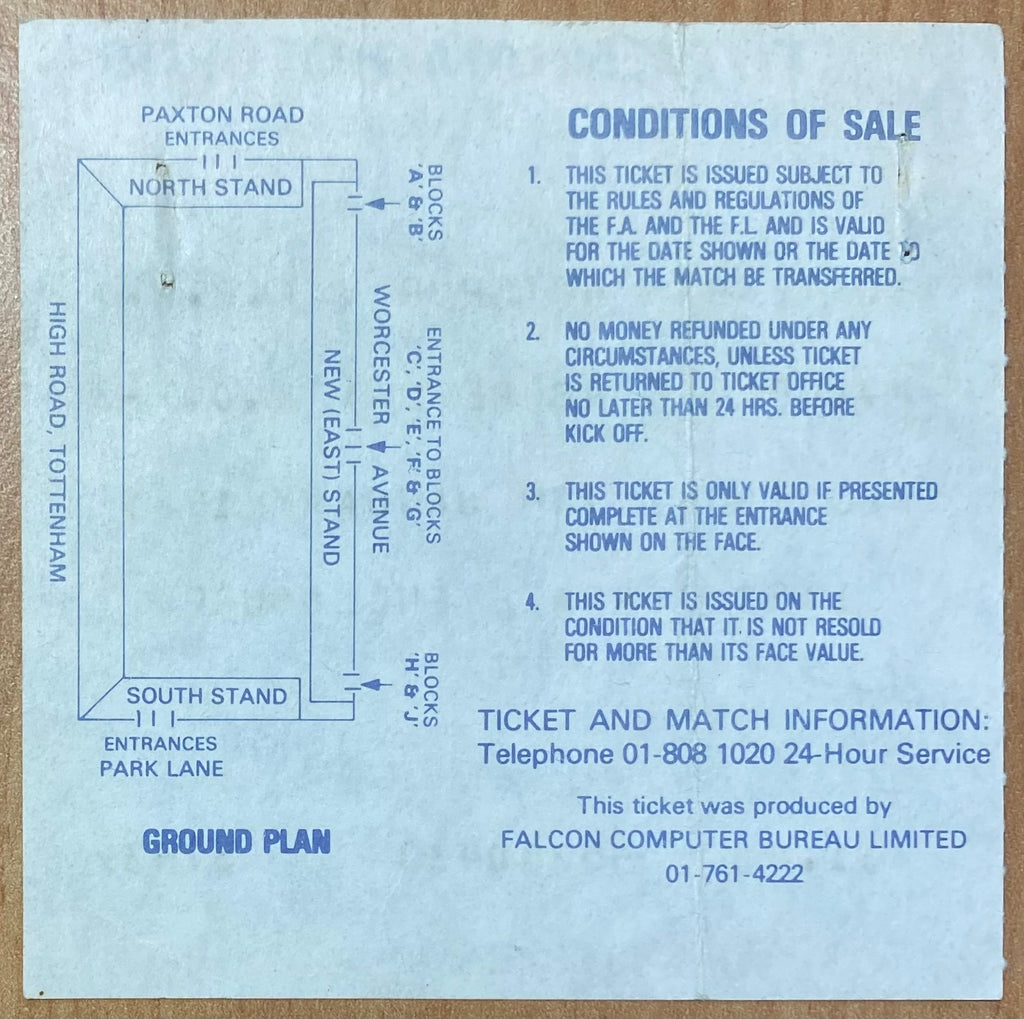 1980/81 ORIGINAL FA CUP 3RD ROUND REPLAY TICKET TOTTENHAM HOTSPUR V QUEENS PARK RANGERS
