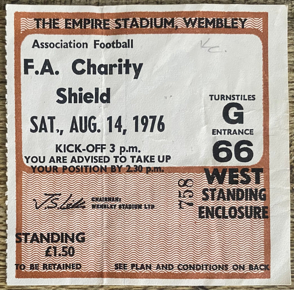 1976 ORIGINAL CHARITY SHIELD TICKET LIVERPOOL V SOUTHAMPTON