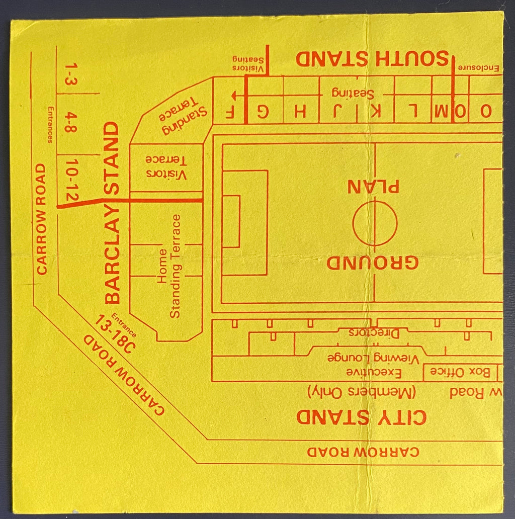 1989/90 ORIGINAL DIVISION 1 TICKET NORWICH CITY V ARSENAL