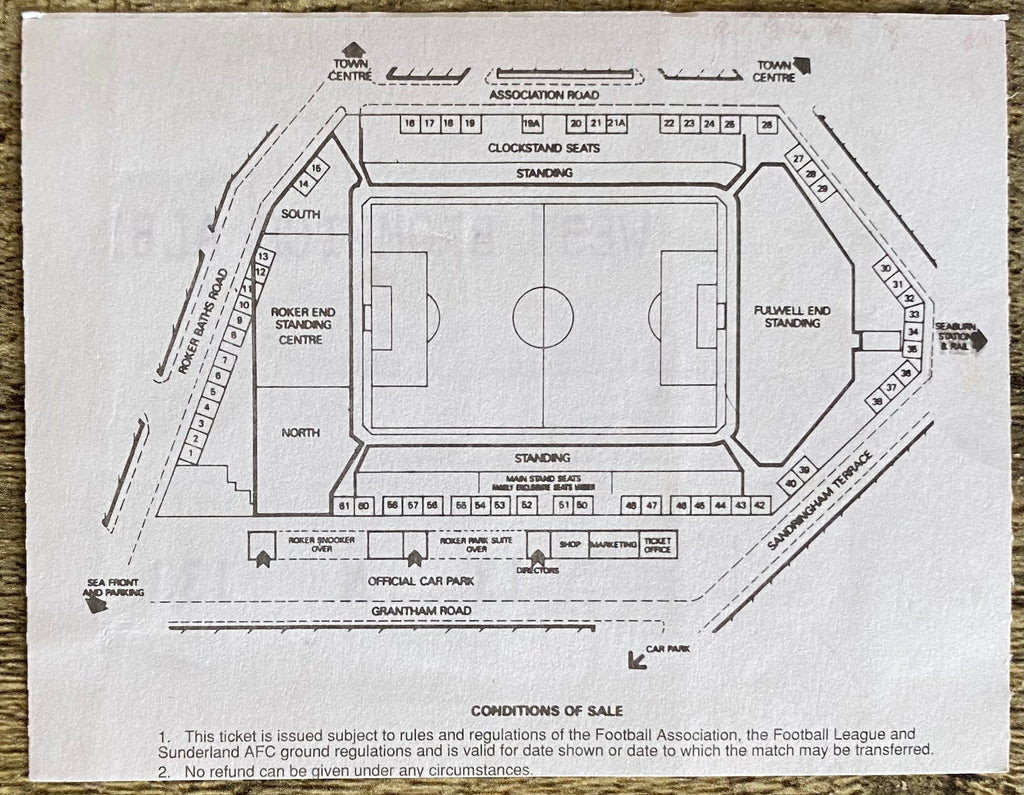 1994/95 ORIGINAL DIVISION ONE TICKET SUNDERLAND v WEST BROMWICH ALBION