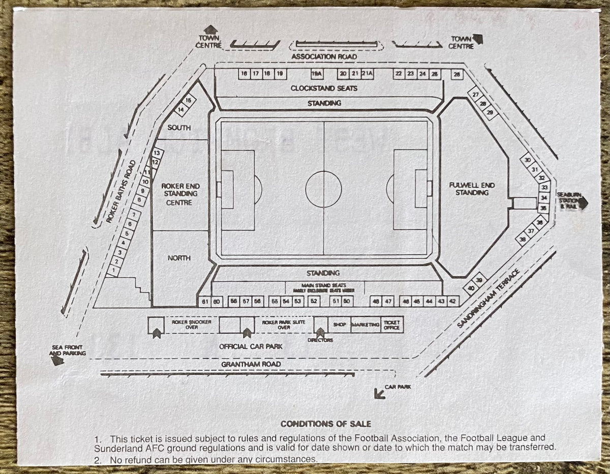 1994/95 ORIGINAL DIVISION ONE TICKET SUNDERLAND v WEST BROMWICH ALBION