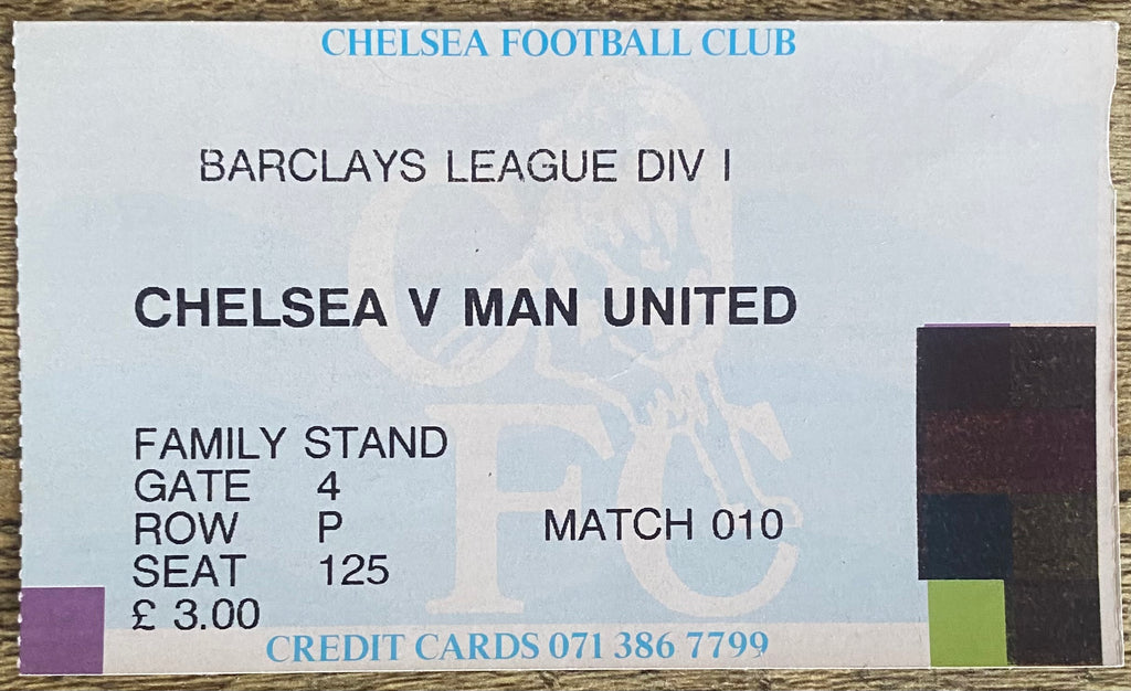 1991/92 ORIGINAL DIVISION ONE TICKET CHELSEA V MANCHESTER UNITED