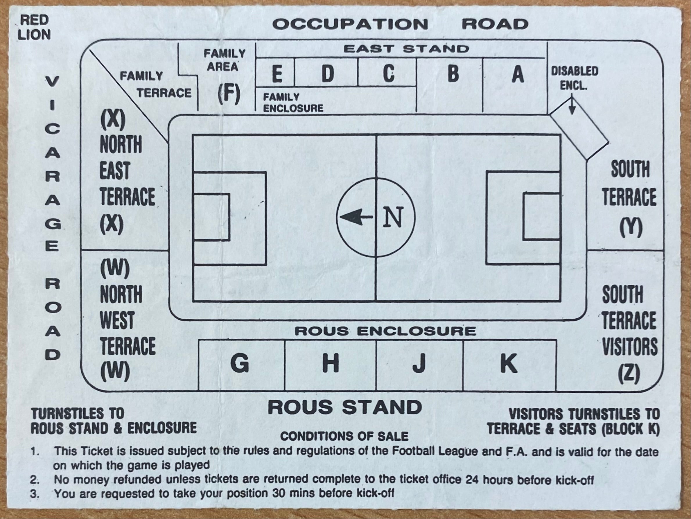 1989/90 ORIGINAL DIVISION TWO TICKET WATFORD V LEEDS UNITED