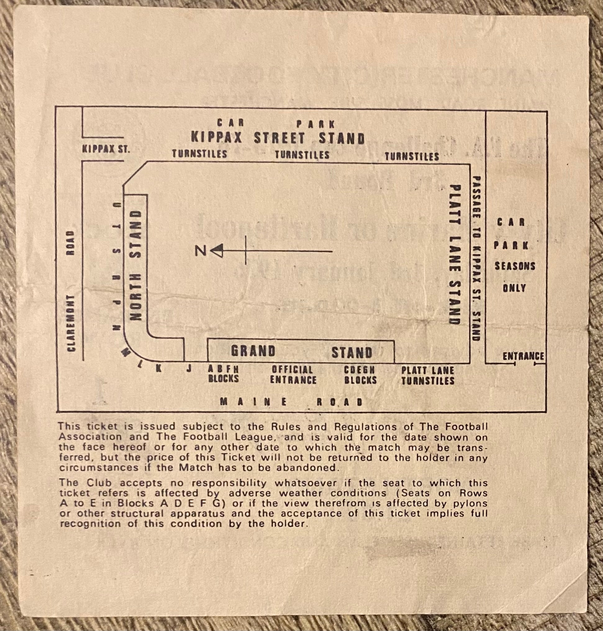 1975/76 ORIGINAL FA CUP 3RD ROUND TICKET MANCHESTER CITY V HARTLEPOOL UNITED