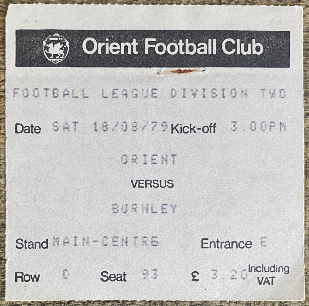 1979/80 ORIGINAL DIVISION 2 TICKET ORIENT V BURNLEY