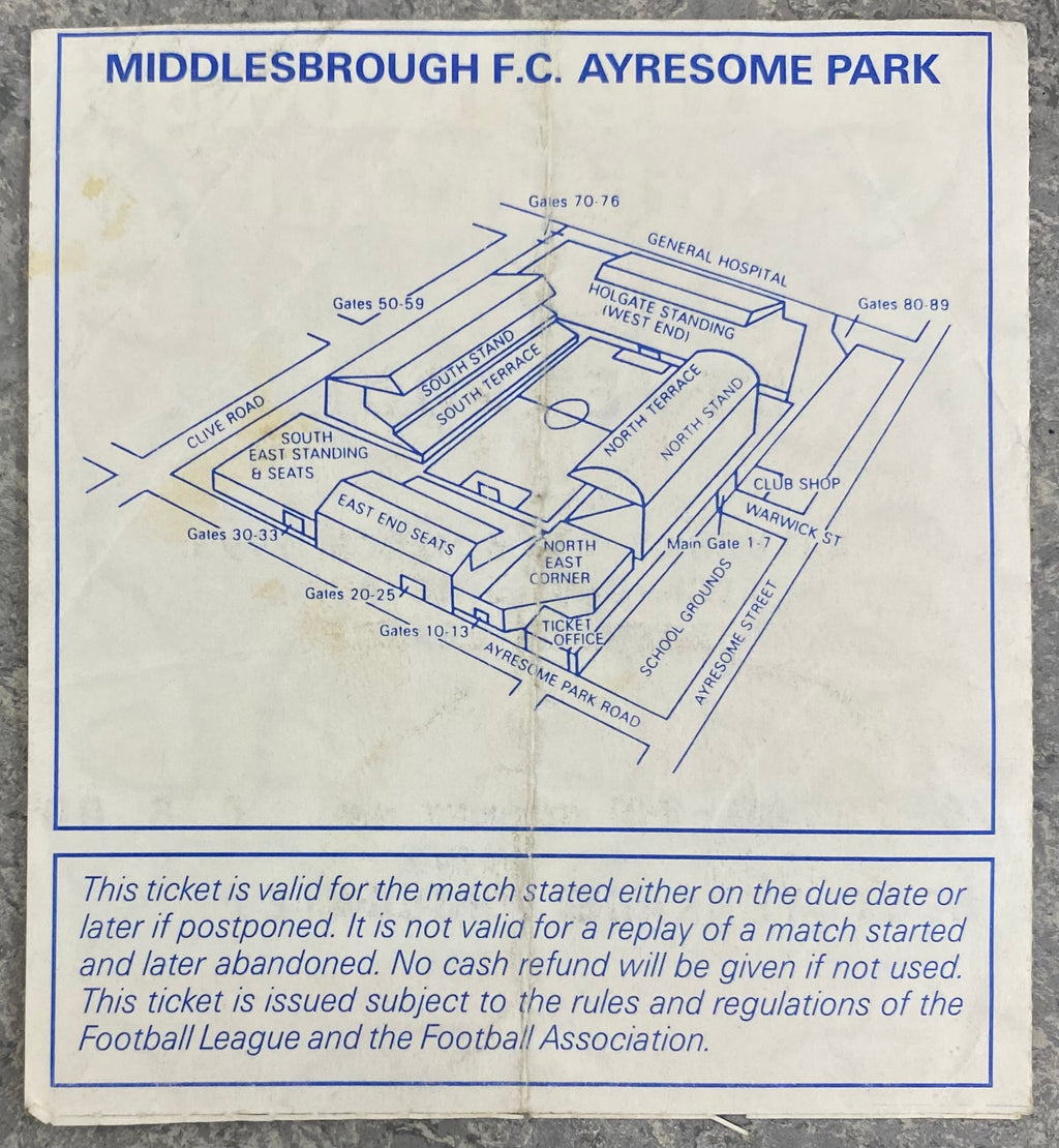 1992/93 ORIGINAL PREMIER LEAGUE TICKET MIDDLESBROUGH V LIVERPOOL