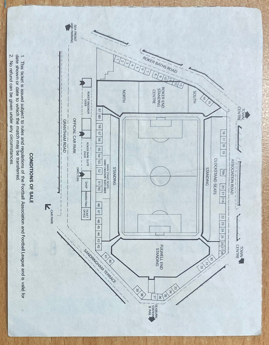 1990/91 ORIGINAL DIVISION 1 TICKET SUNDERLAND V ASTON VILLA