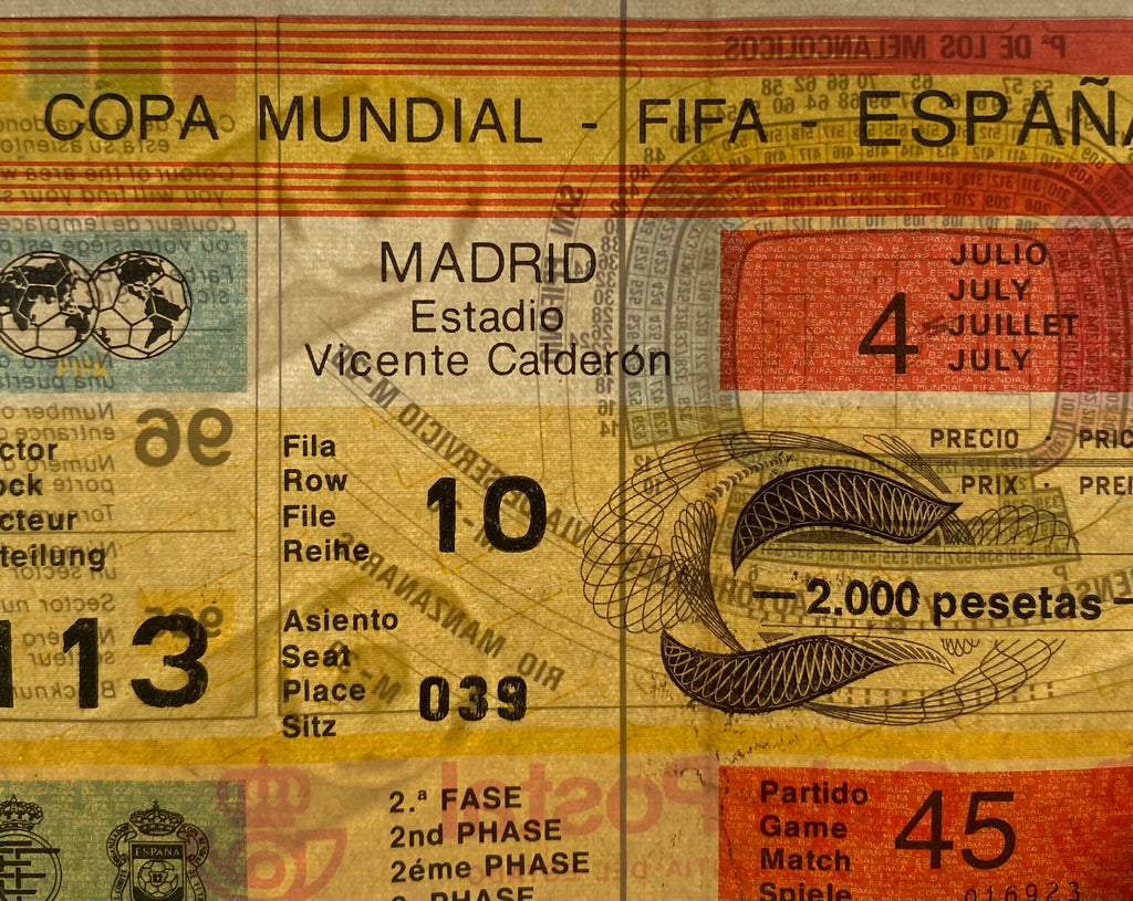 1982 ORIGINAL WORLD CUP 2ND PHASE TICKET NORTHERN IRELAND V FRANCE @ MADRID