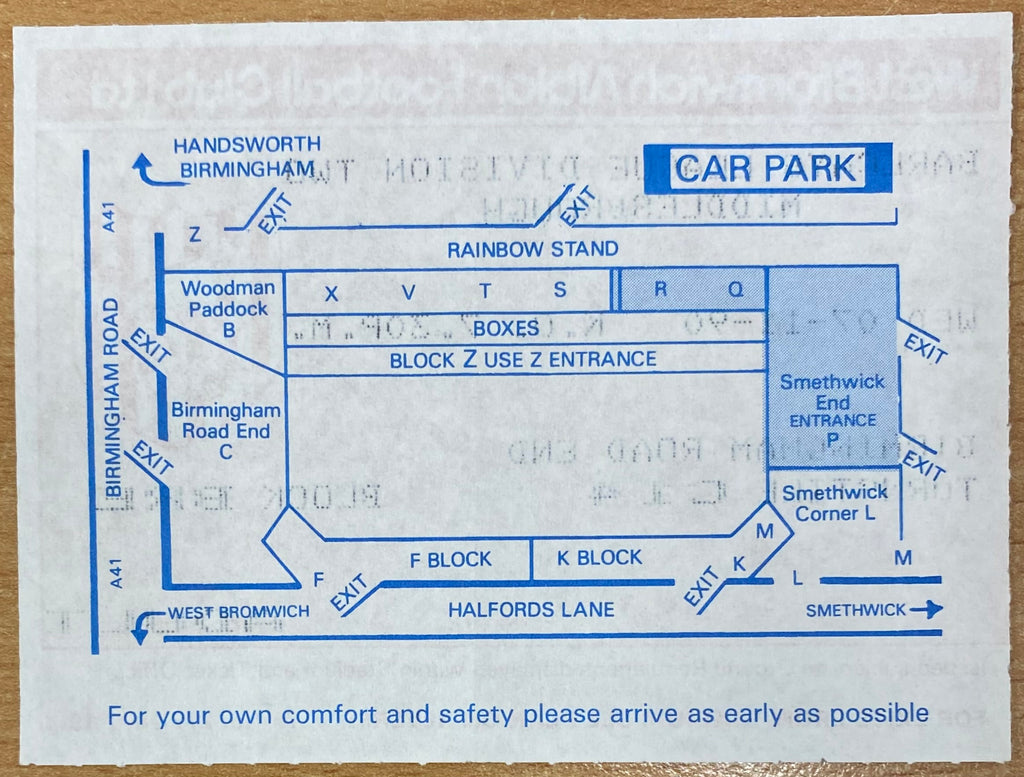 1990/91 ORIGINAL DIVISION 2 TICKET WEST BROMWICH ALBION V MIDDLESBROUGH