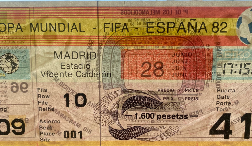1982 ORIGINAL WORLD CUP 2ND PHASE UNUSED TICKET AUSTRIA V FRANCE @ MADRID