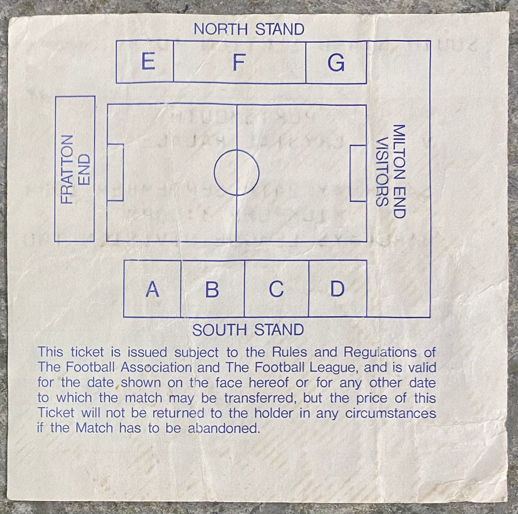 1988/89 ORIGINAL DIVISION 2 TICKET PORTSMOUTH V CRYSTAL PALACE